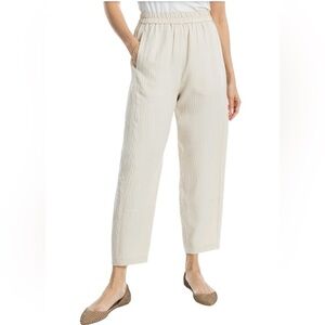 NWT Max Studio Textured Twill Barrel Leg Pull On Trousers, size Large